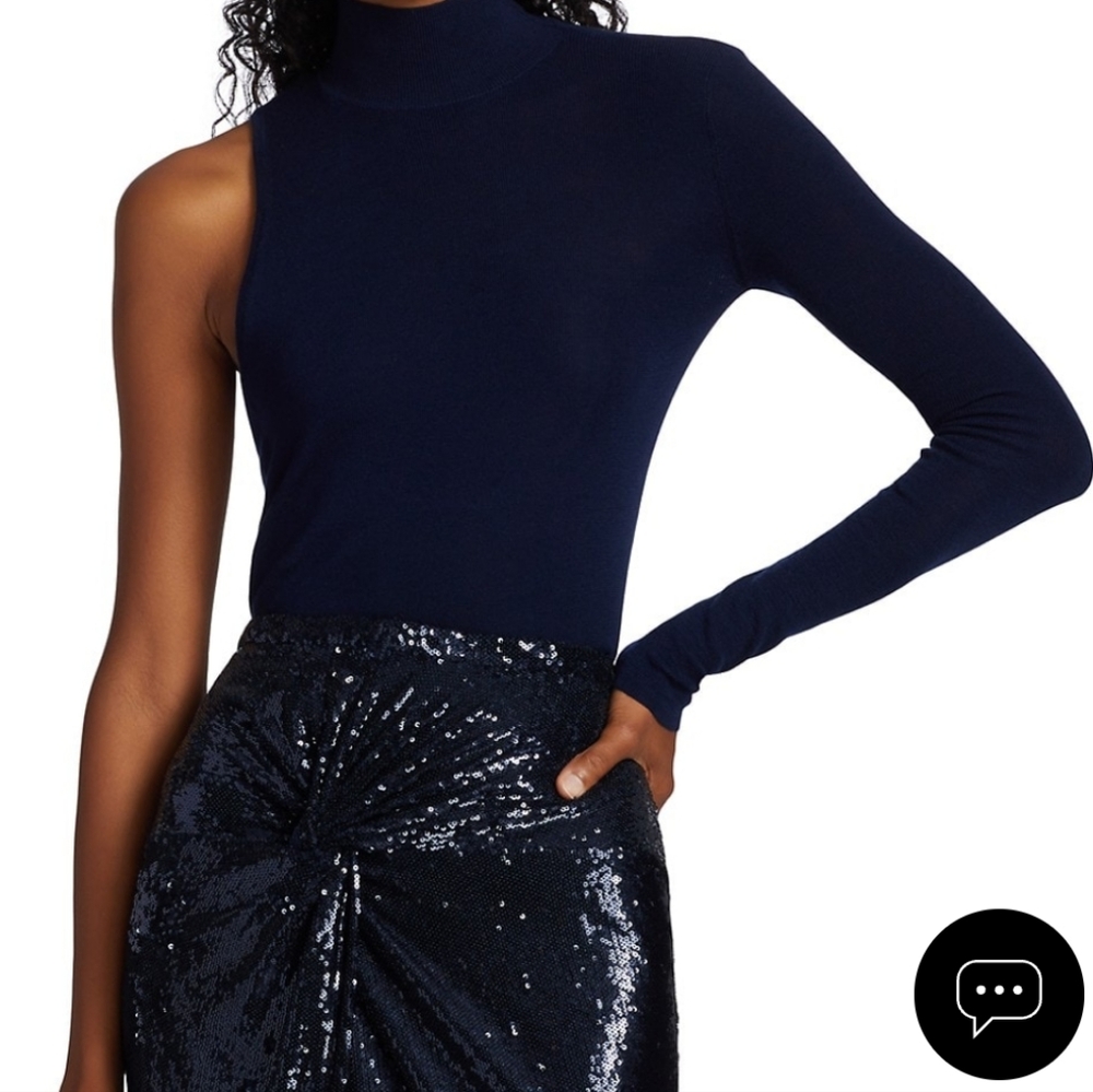 Halston Nili Merino Wool trutleneck Sweater  Navy- Brand New with tag